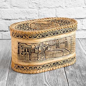 Коробка, хлебница "Девушка с коромыслом" овальная