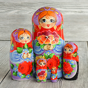 Матрёшка "Анютины глазки", 5 мест, 15 см